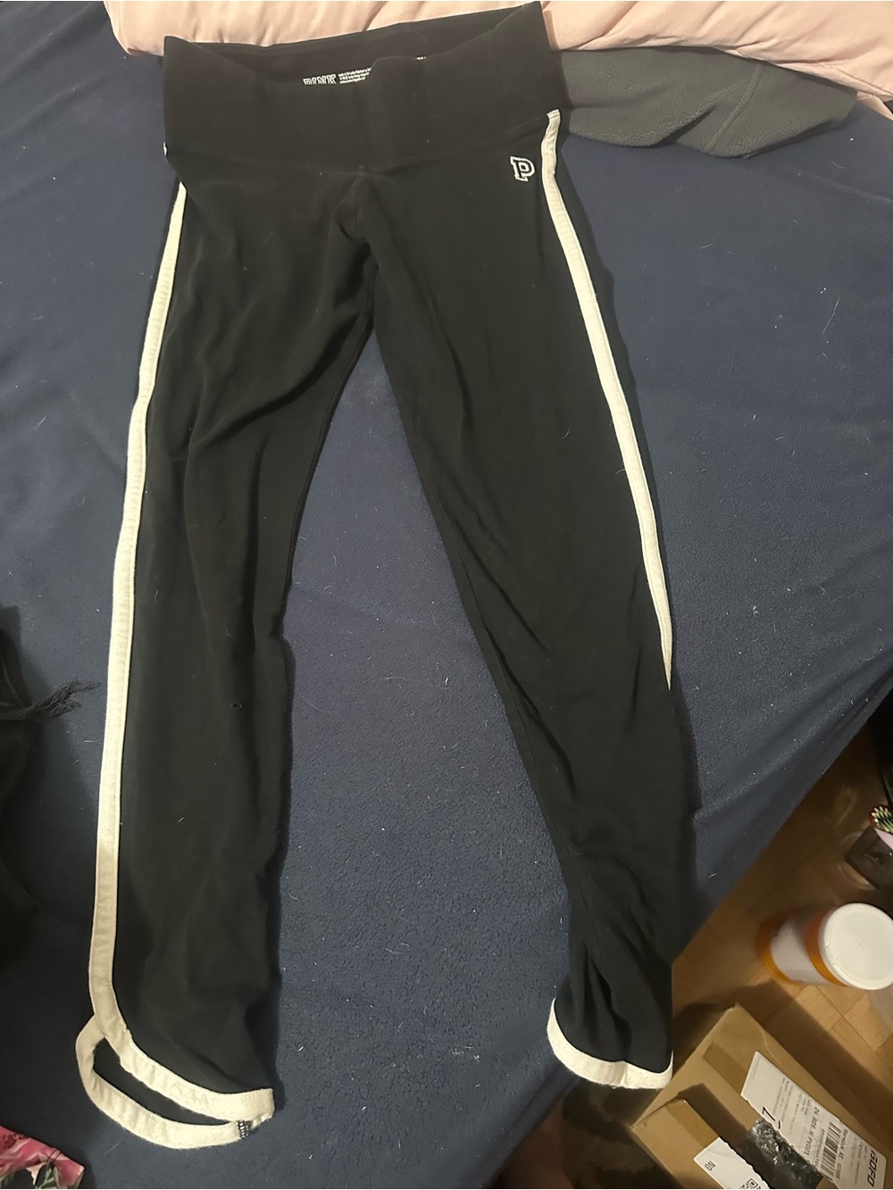 Black Athletic Leggings with White Trim